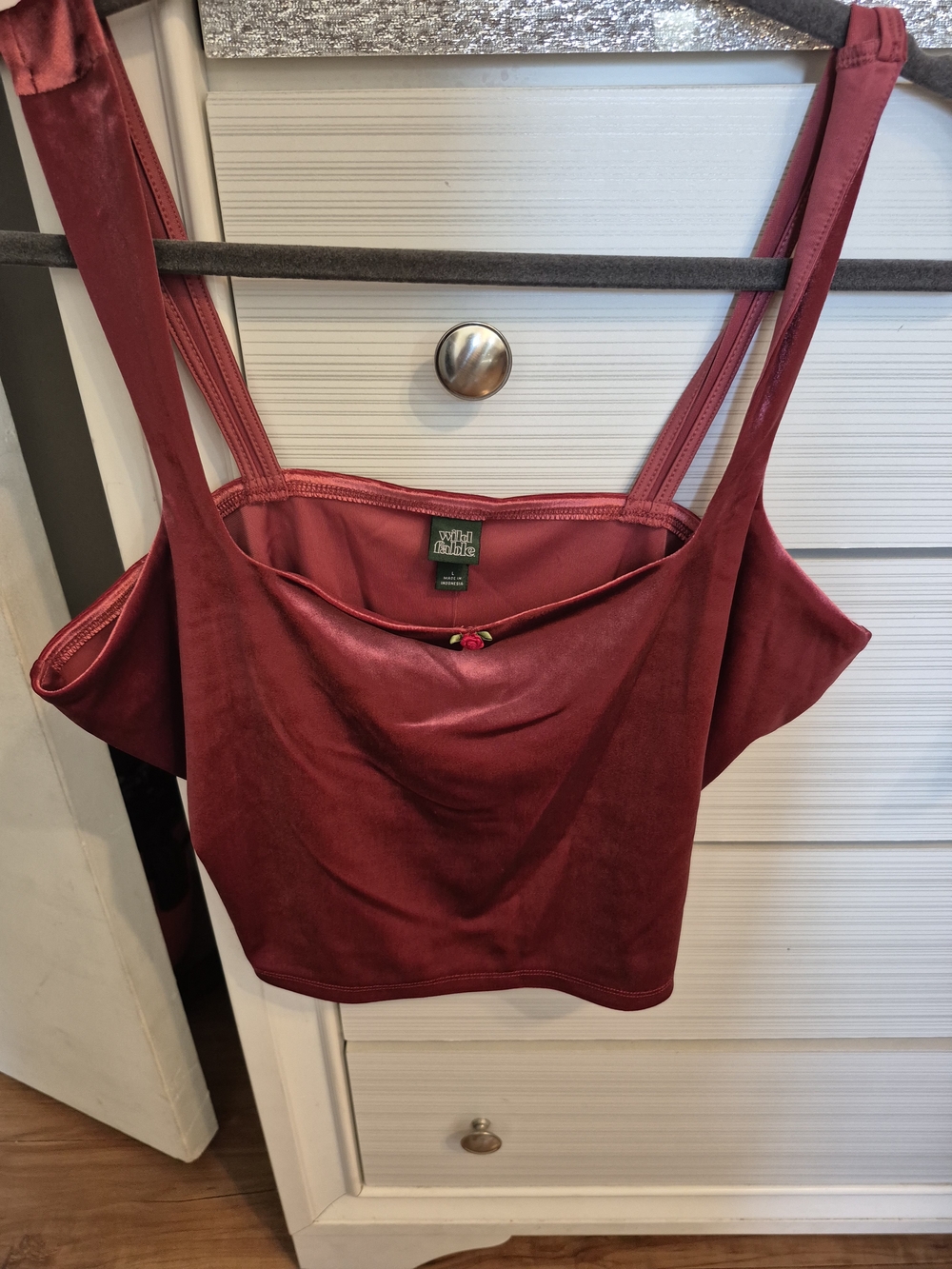 wild fable Wine Satin Cropped Cami